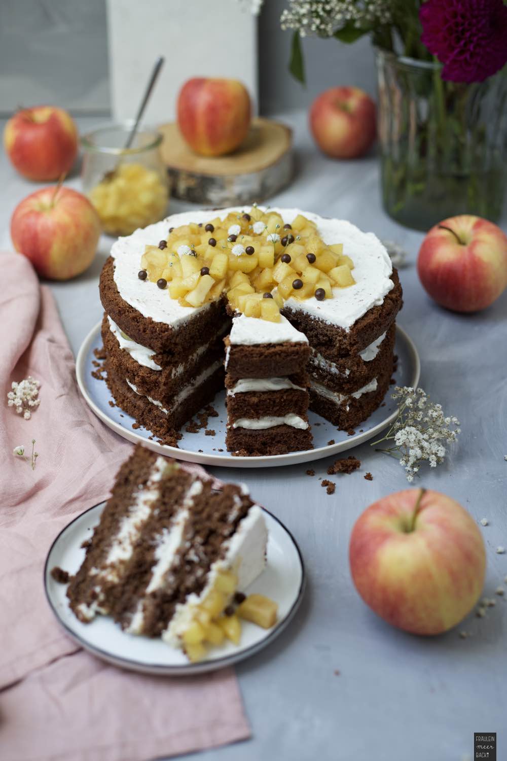 Fraeulein Meer backt Schoko Apfel Torte 