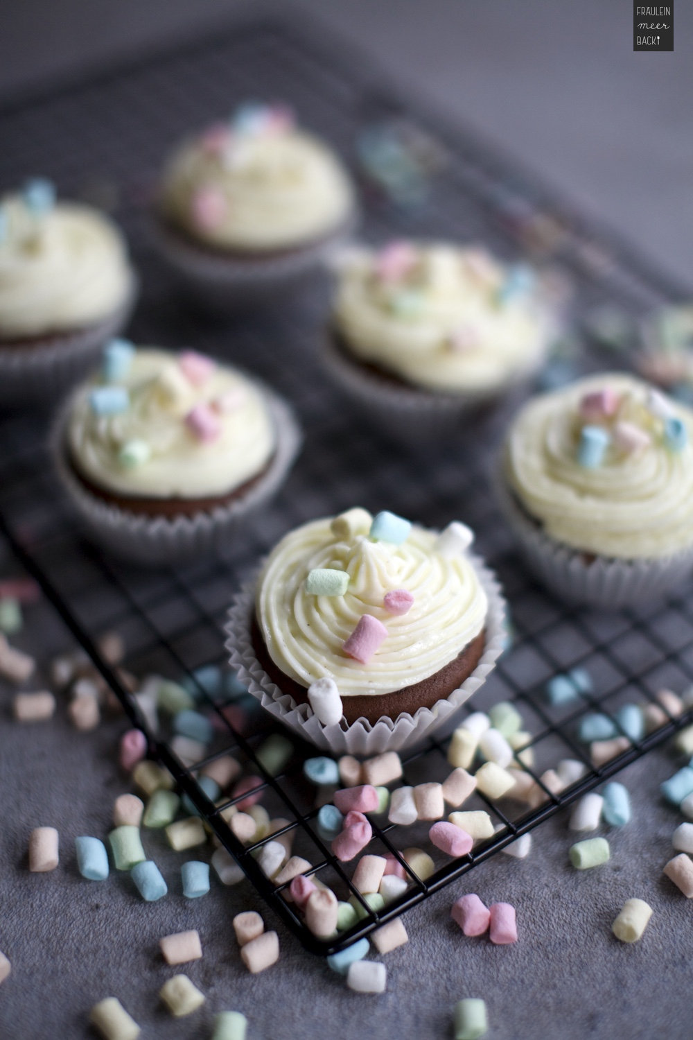 Fraeulein Meer backt Schoko Cupcakes mit Frischkaese Frosting