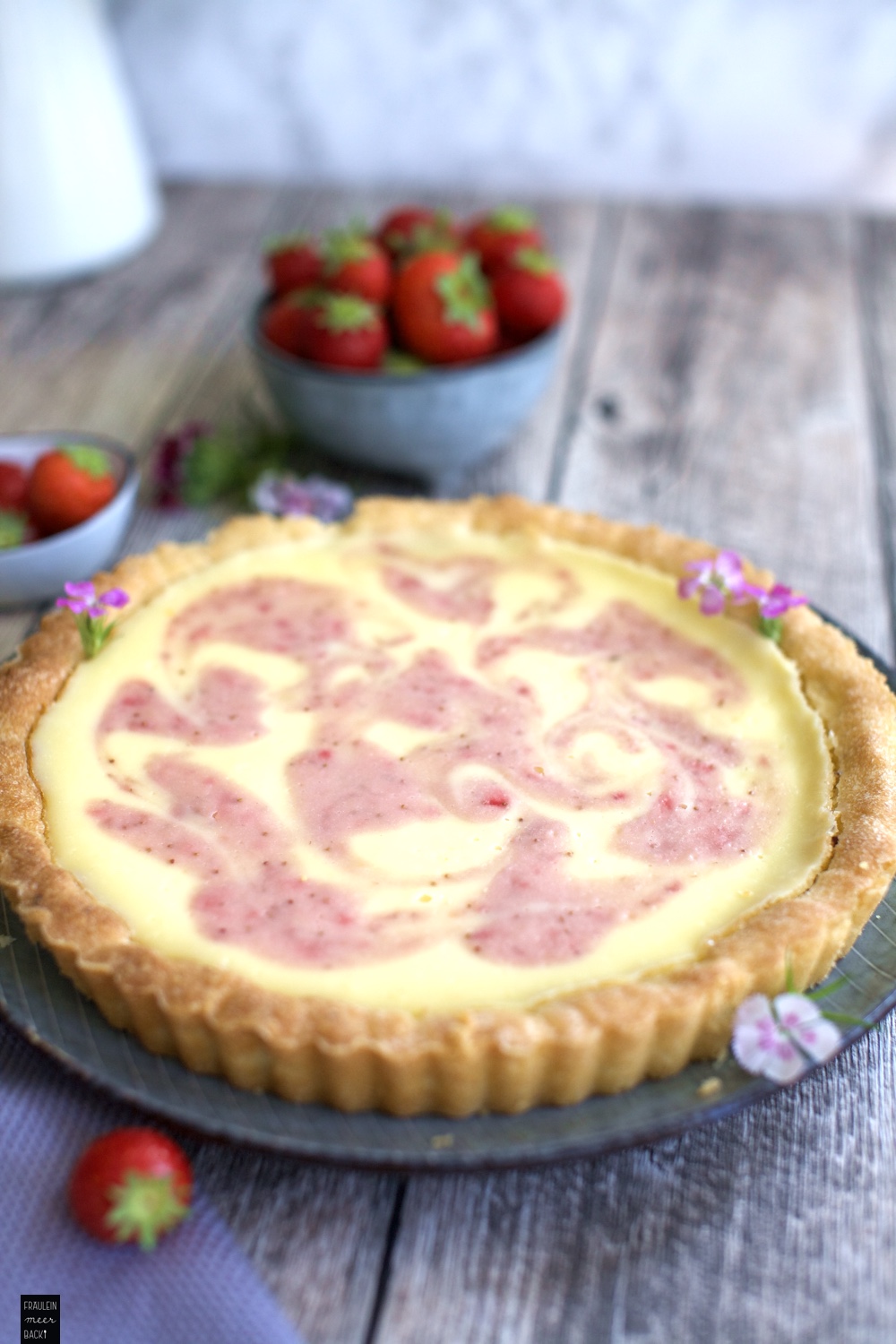 Erdbeertarte mit Frischkäse - Fräulein Meer backt