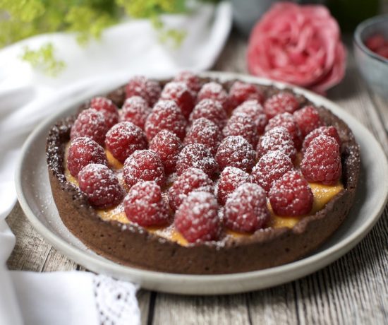 Fraeulein Meer backt Himbeer Käsekuchen mit Schokoboden