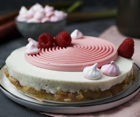 Fraeulein Meer backt Rhabarber Quark Tarte mit Himbeermousse