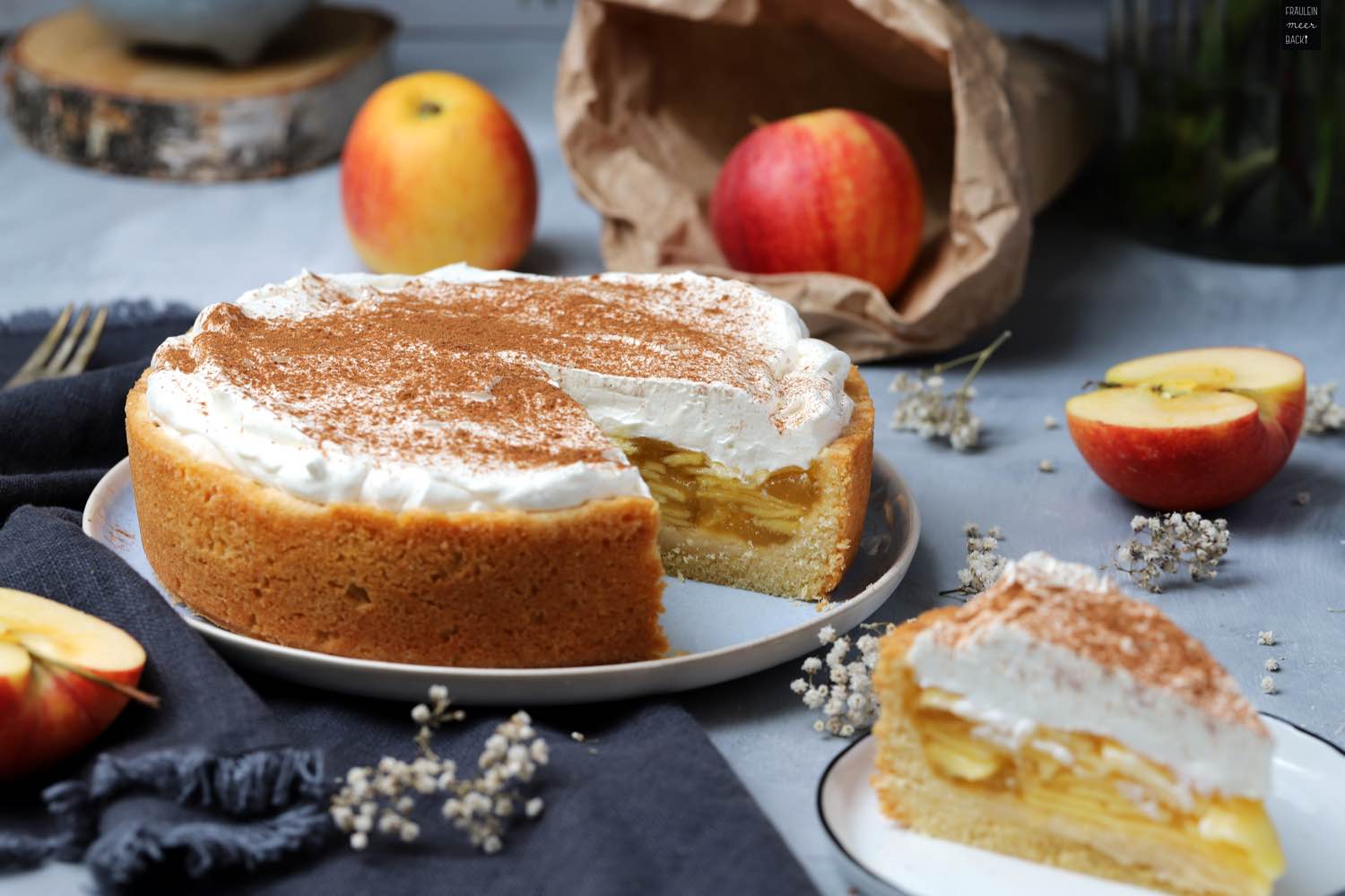 Apfel-Quark-Kuchen mit Zimt - Fräulein Meer backt