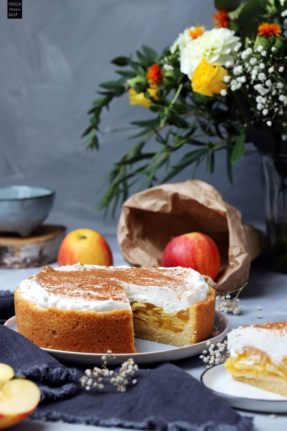 Apfel-Quark-Kuchen mit Zimt - Fräulein Meer backt