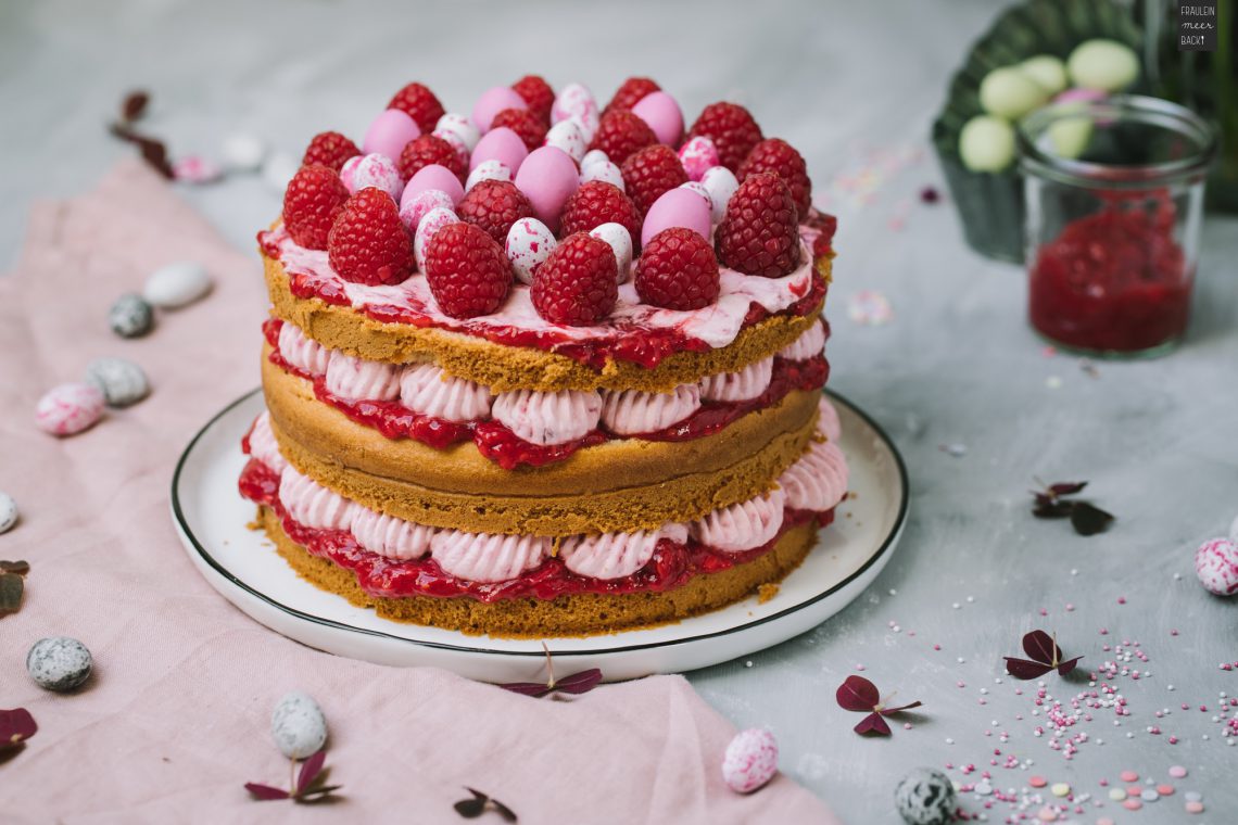 Fraeulein Meer backt Himbeer Rhabarber Torte