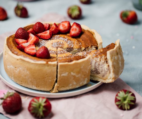 Fraeulein Meer backt Erdbeer Käse Zebrakuchen