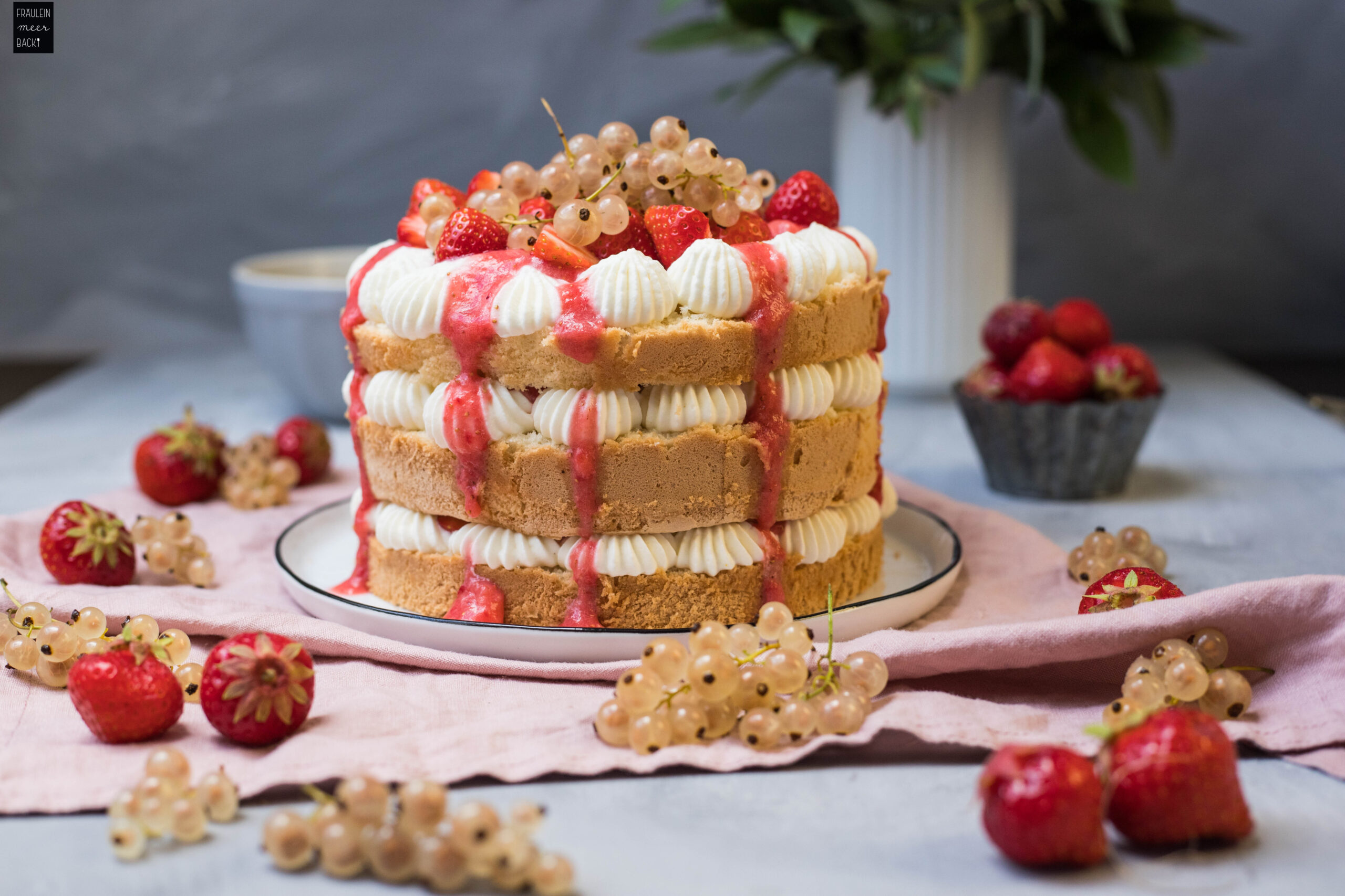 Fraeulein Meer backt Erdbeer Johannisbeer Torte